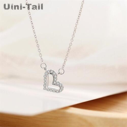Uini-Tail original new 925 sterling silver wild heart-shaped micro-set pendant necklace temperament Korean fashion sweet ED046