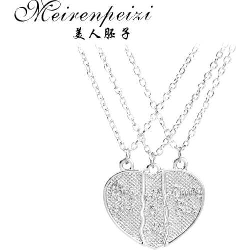 New Mothers Day Big Sis Little Sis Mom Necklace Broken Heart Silver-Plated Pendant Necklace Birthday Gift For Mother Daughter