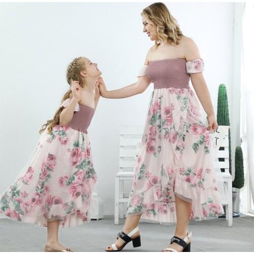 Mommy And Me Dress Off Shoulder Summer Mother Daughter Dresses Ruffle Family Matching Clothes Mom And Daughter Dresses Floral