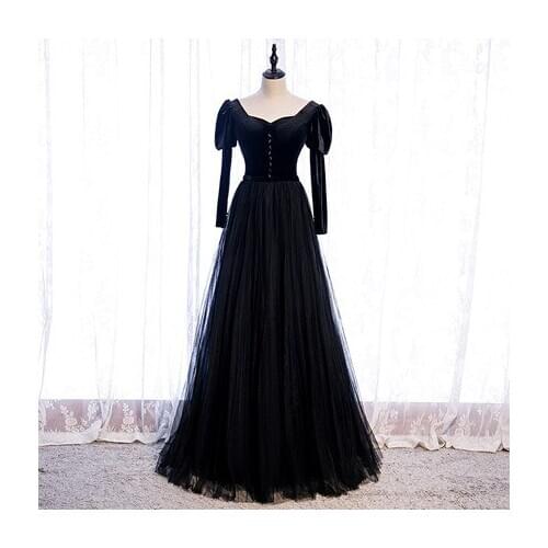 Luxury vintage queen long bubble sleeve black dress gown princess medieval dress Renaissance gown queen Victoria Ball