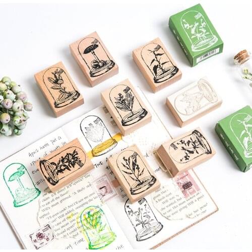 Natural Plant of wishing bottle decoration stamp DIY wooden rubber stamps for Students scrapbooking stationery standard stamp