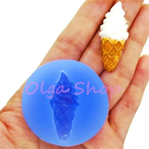 XYL282 36.9mm X 15.7mm Ice Cream Silicone Mold Fondant Cake Decoration Candy Resin Clay Earrings Necklace Craft Soap Candle