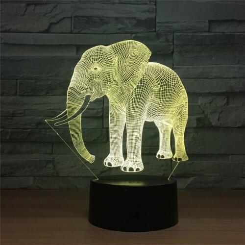 Ivory Elephant Puzzle LED Night Light Action Figure 7 Colors Touch Table Decoration Light Optical Illusion Model