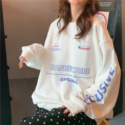 Oversized Cotton T Shirt Women 2021 New Spring Autumn Long Sleeve Harajuku White Casual Student Tees Tops Streetwear Clothes 033