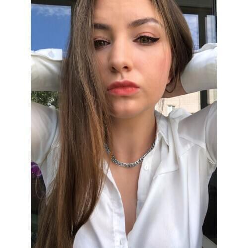 Thick Cuban Link Chokers Necklace 35+5cm Silver Color Stainless Steel Chunky Neck Chains For Women Men Collar Jewelry Dropship