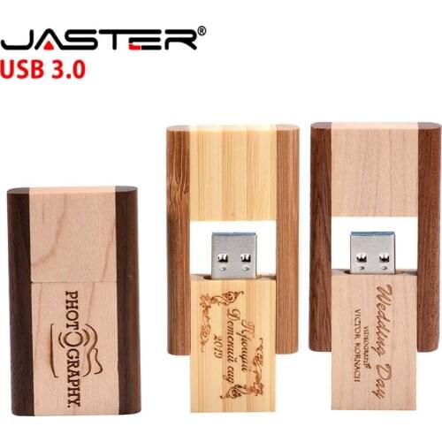 JASTER 3 colour Maple carbonized Walnut wood 360 rotate degree usb flash drive pendrive 4GB 8GB 16GB 32GB usb 3.0 LOGO print