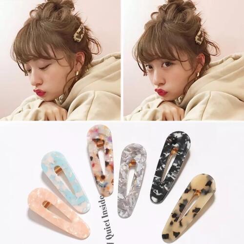T105 New Fashion Women Vintage Hair Pin Clip Leopard Hair Clip Geometric Water Drop Shape Hairpin Clips Hair Styling Accessories