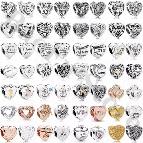 Genuine 925 Sterling Silver Beaded Love Shape Personality Trend Suitable For Women Original Snake Chain Bracelet DIY Jewelry