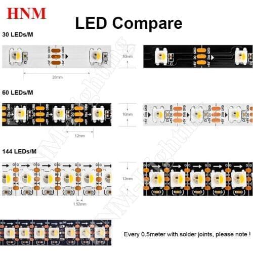 1m/2m/5m 30/60/144LEDs/Pixels/m 5V SK6812 RGBW LED Strip Light 5050 SMD RGB Arduino Christmas TV,White/Black PCB,IP20/IP65/IP67