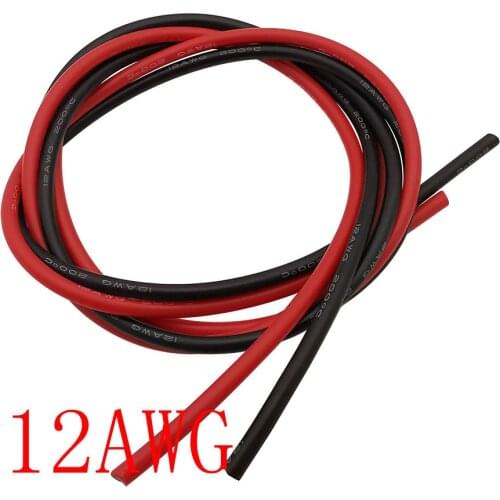 1Meter Red+1Meter Black Heat-resistant Silicone Wire12AWG 12 Gauge Flexible Heatproof Soft Silicone Wire Cable