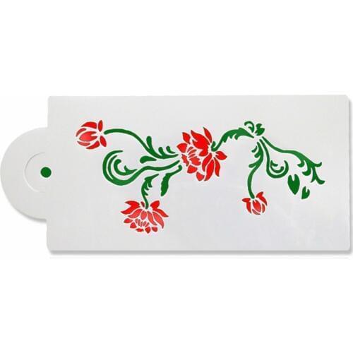 1PCS Lotus Branches Flower Lace Spray Cake Stencil Mold Strew Pad Stencil Cupcake Fondant Decoration Baking Tool Mould