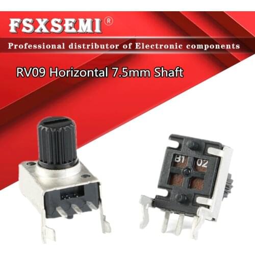 10PCS RV09 Horizontal 7.5mm Shaft 1K 2K 5K 10K 20K 50K 100K 1M B103 0932 Adjustable Resistor 0932 3Pin Seal Rotary Potentiometer