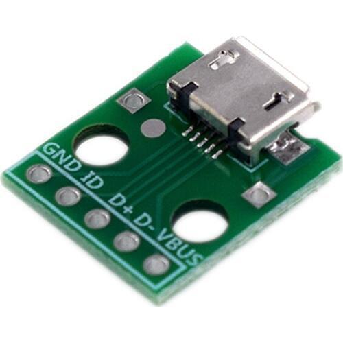 10Pcs Micro-Usb To Dip Adapter 5Pin Female Connector B Type Pcb Converter
