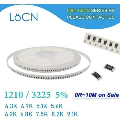 1210 J 5% 5000pcs 4.3K 4.7K 5.1K 5.6K 6.2K 6.8K 7.5K 8.2K 9.1K OHM 3225 SMD resistor High Quality LoCNService 432 472