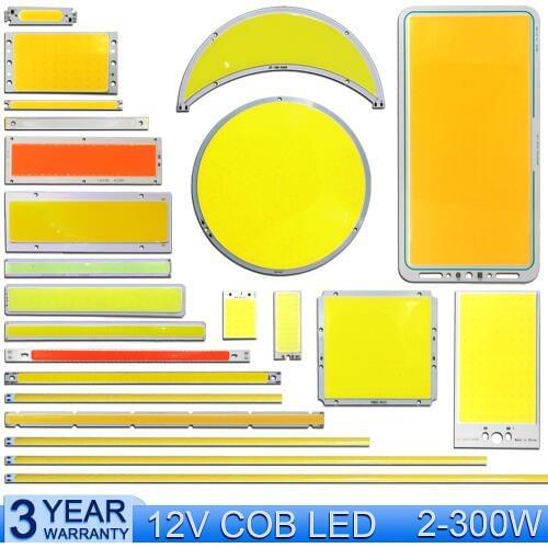 Wholesale 2-300W DC 12V LED COB Light Bulb Strip Panel Lamp Warm Cold White Blue Green Red Color Lighting DC12V LED Chip for DIY