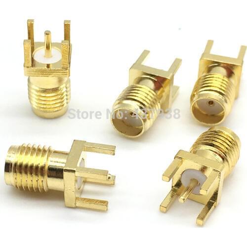 2/5/10Pcs SMA Female Jack Solder Nut Edge PCB Clip Straight Mount Gold Plated RF Connector Receptacle Solder