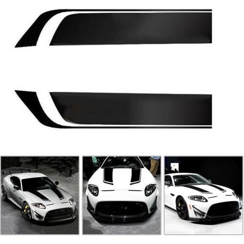 2Pcs/Set Black Auto Racing Car Hood Stripe Decal Vinyl Bonnet Sticker Waterproof