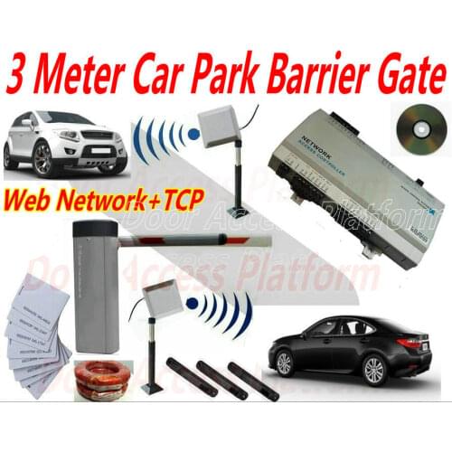 3 Meter Car Barrier Gate Entry+Exit Both Control by Long distance reading Antenna reader+Network Web IP controller kit+Software