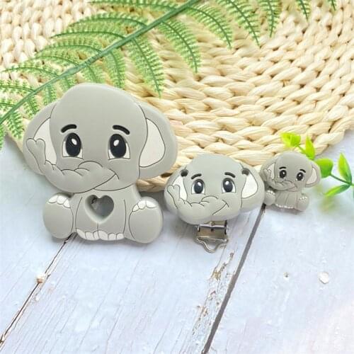 3pcs/lot Bpa Free Silicone Beads and Pacifier Clips Baby Teether Silicone Elephant Teether Baby Oral Care DIY Teething Toy