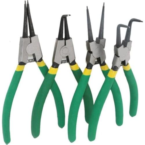 4pcs External internal with straight bent handle stick plastic circlip pliers spring installation and removal with