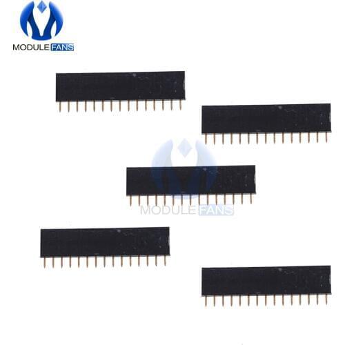 5Pcs 15Pin 15 Pin 1X15 Single Row Straight Female Pin Header 2.54mm Pitch Strip Connector Socket
