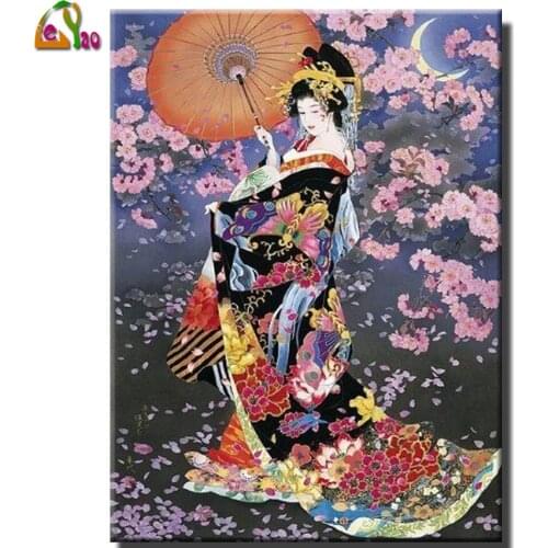 DIY Diamond Painting Full Square/Round Drill Ancient Japanese Kimono Woman 5D Daimond Embroidery Cross Stitch Kit Rhinestone