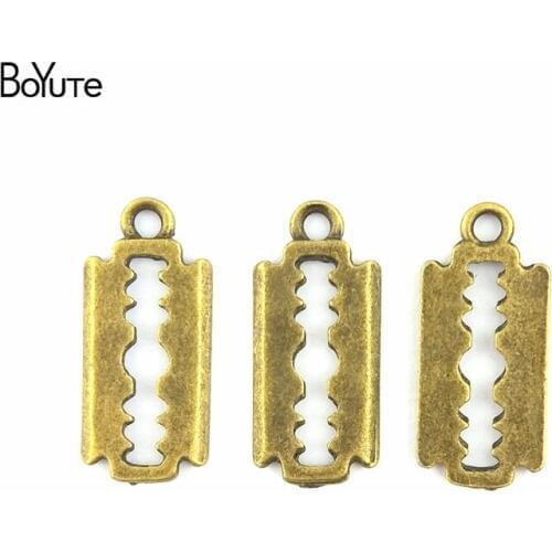 BoYuTe (200 Pieces/Lot) 20*9MM Fashion Jewelry Antique Bronze Lovely Razor Blade Charms Pendants Diy Bracelet Necklace Findings