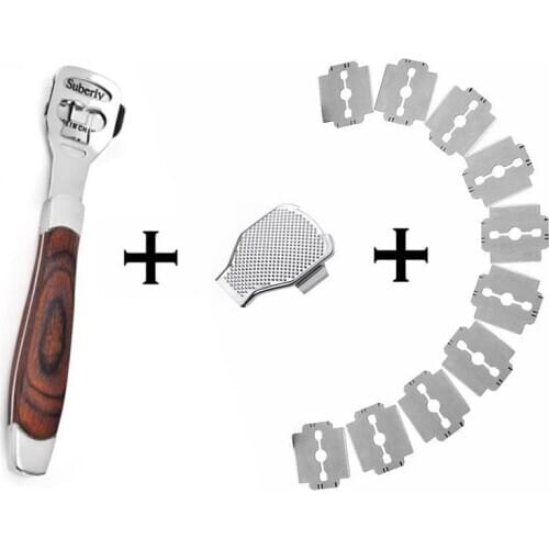 Foot Callus Shaver Heel Hard Skin Remover Hand Feet Pedicure Razor Tool Shavers Stainless Steel Handle 10 Blades Foot Care Tool