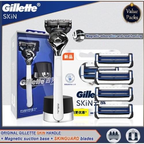 Gillette Fusion 5Layers Skin Sensitive Men Chrome & Razor Stand Limited Edition Original Razor Gift Pack Replacement Blade New