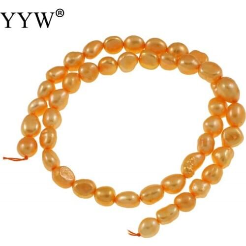 7-8mm Orange Baroque Cultured Baroque Freshwater Pearl Beads Bulk Jewelry Making Pearls Hole 0.8mm 14.5 Inch