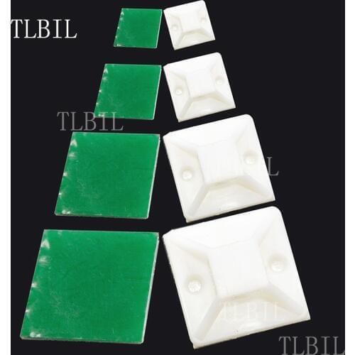 50Pcs White&Green Plastic Self Adhesive Cable Tie Mount Base Holder White 20 25 30 40mm Since the glue type positioning