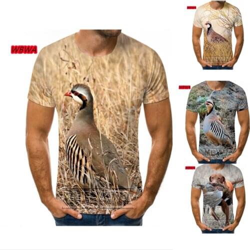 2021Hunting Partridge Bird 3D Print Harajuku T-Shirt Summer Fashion Casual Mens tshirt Chukar Short sleeve Streetwear Unisex