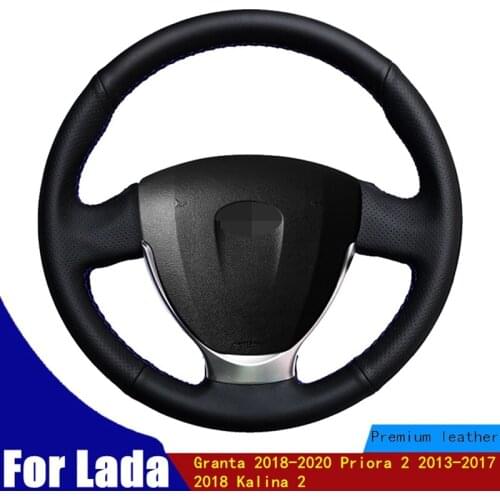 DIY Car Steering Wheel Cover Soft Black PU Artificial Leather For Lada Granta 2018-2020 Priora 2 2013-2017 2016 2018 Kalina 2