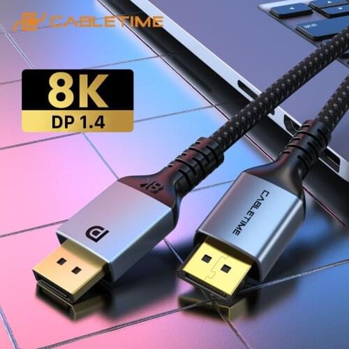 CABLETIME DisplayPort 1.4 Cable 8K 60Hz 4K 144Hz HDR Display port Video Cable for PC TV Laptop Projector C395