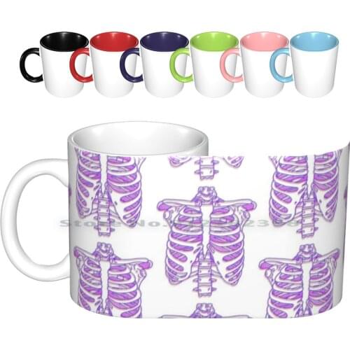 3d Rib-Cage Pattern Ceramic Mugs Coffee Cups Milk Tea Mug Ribcage Rib Cage Human Human Skeleton Bio Biology Lung Lungs Skele