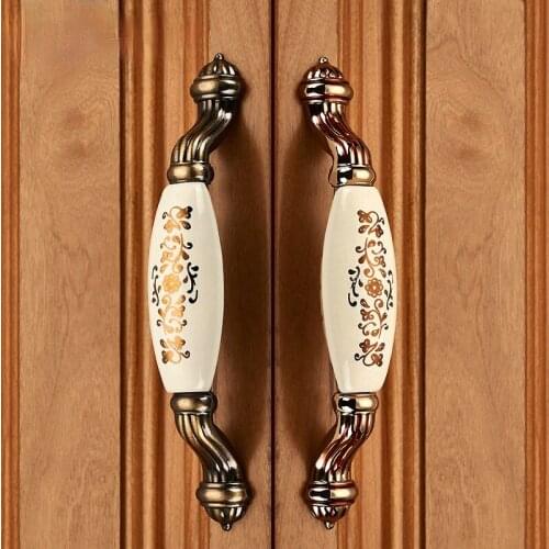 European Retro Ceramic Handles Cabinet Door Drawer Bedroom Wardrobe Handle Wardrobe For Furniture Hardware