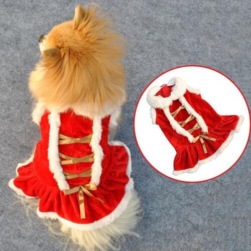 Classic Red Christmas Dog Clothes Santa Doggy Costumes Clothing Pet Apparel FBE3