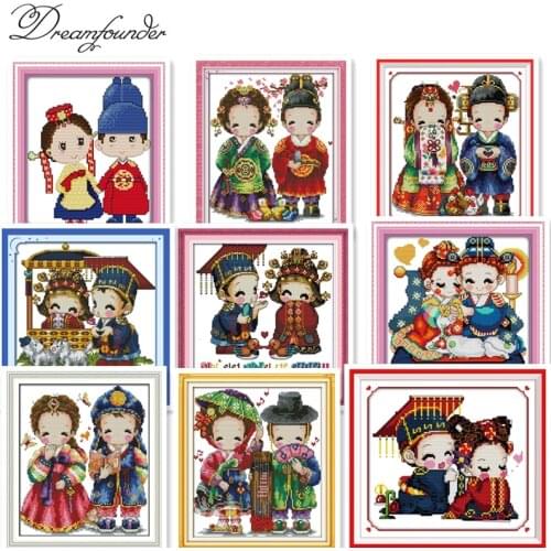 Korean wedding cross stitch kit aida 14ct 11ct count printed canvas stitches embroidery DIY handmade needlework