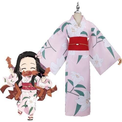 Unisex Anime Cos Demon Slayer Kamado Nezuko Cosplay Costumes Uniform Suit kimono
