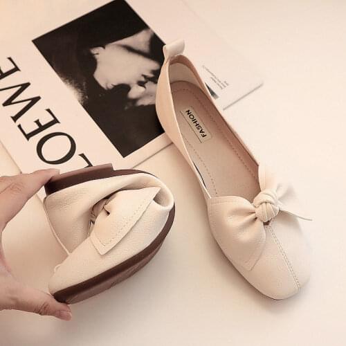 Lisapie Women Shoes Spring Summer Flat Woman Comfortable butterfly-knot Work Shoes Ladies Fashion Loafers Fold Plus Size 35-43