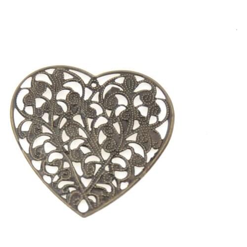 MIAOCHI DIY 20PCs Antique Bronze Filigree Wraps Flower Heart Connectors Metal Crafts Gift Decoration DIY Findings 45*45mm