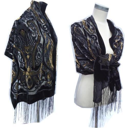 Fashion Crown Velvet Burnout Winter Shawl Women Beautiful Luxury Scarf For Wedding Pashmina Holiday Gift For Lovers Free