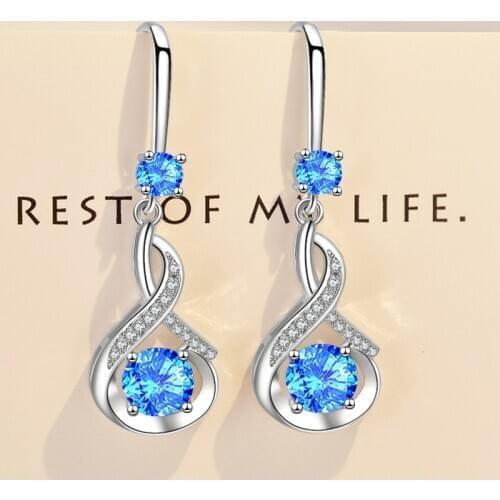 Fashion 925 Sterling Silver Crystal Earring Simple Water Drop Earrings For Women Female Korea Jewelry New