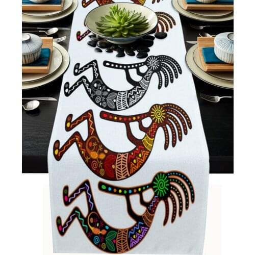 Cartoon Portrait Totem Ancient Table Runner Wedding Decor Table Cover Christmas Decoration Holiday Party Tablecloth