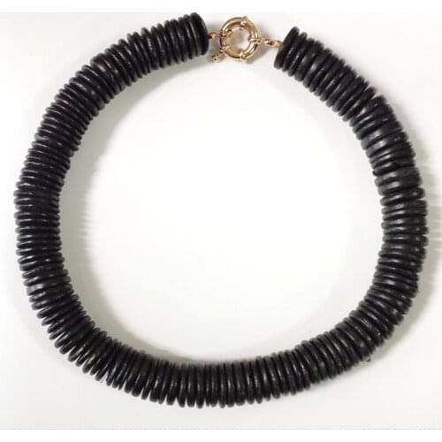 Mens simple retro style short necklace black wood handmade accessories classic harajuku чокер на шею beach vacation Naszyjnik