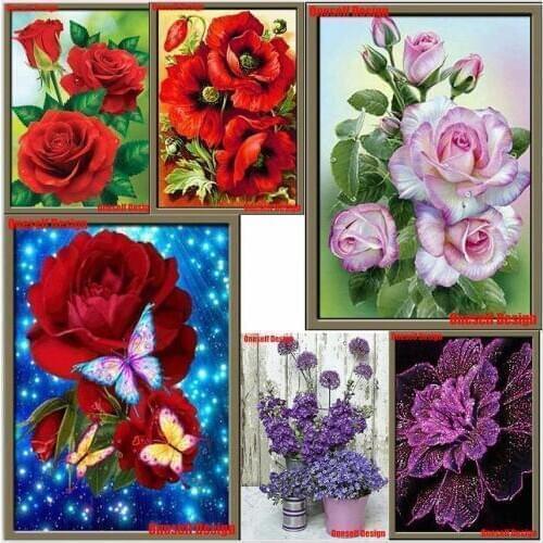 New Style 5D DIY Diamond Painting Full Square Flower 5D Diamond Embroidery Full Set butterfly Rhinestone Picture