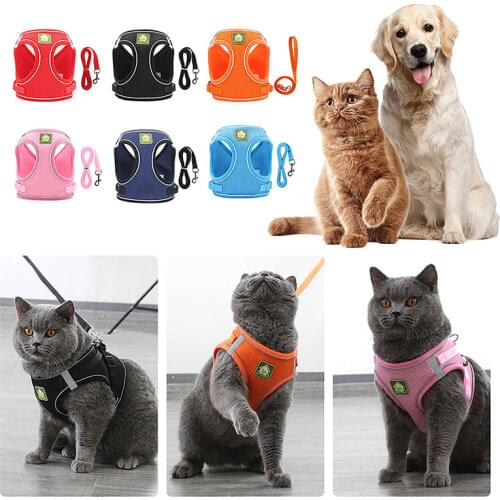 Nylon Reflective Dog Cat Harness Vest Printed French Bulldog Harness Puppy Small Medium Dogs Cats Harness For Chihuahua Walking