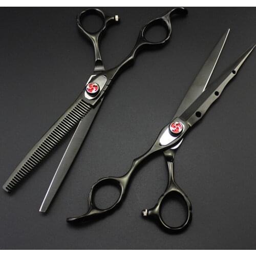 Professional Japan Left hand 7 inch Laser wire hair scissors Serrated cutting solan barber thinning shears hairdressing scissors