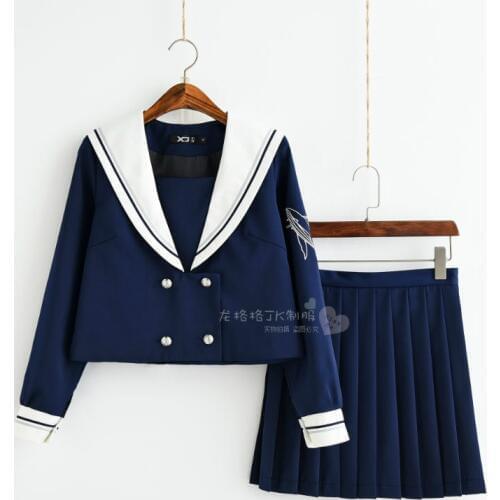 Long sleeve Japanese JK Sets School Uniform Girls Deep sea whale Spring Autumn High School Women Novelty Sailor Suits Uniforms