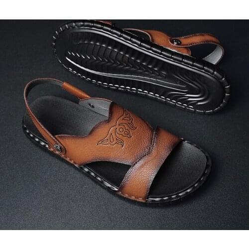 Sandale Plage Rubber Sandals Summer Mens Sandalen Comfort Leather Genuine Men Vietnam Sandalia Masculino Em Couro